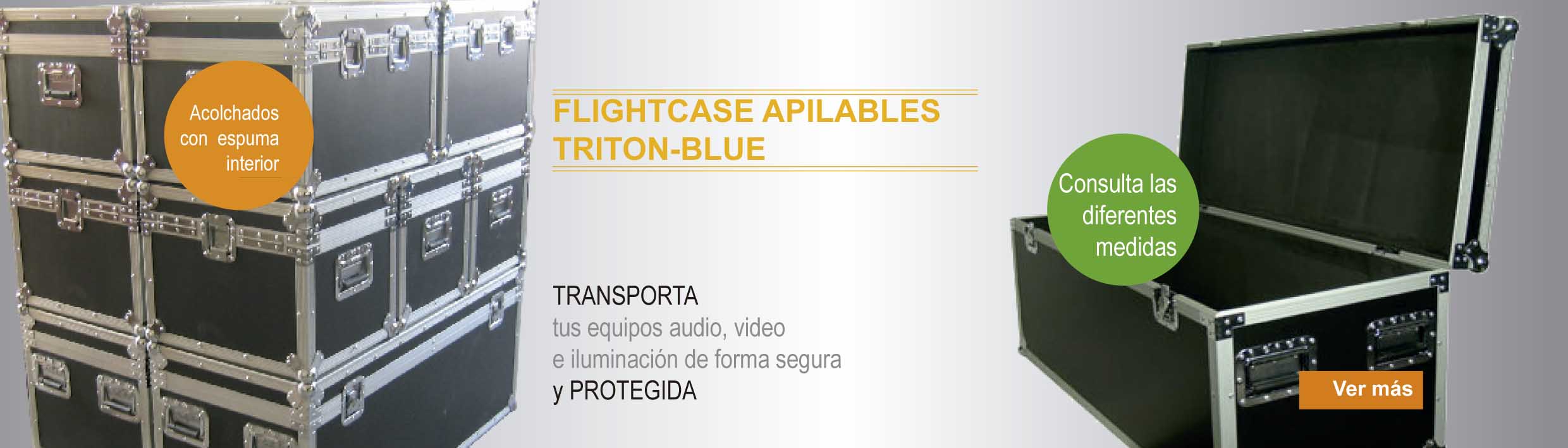 flightcase acochados con espuma interior deferentes tamaños para audio, video e iluminacion triton-blue
